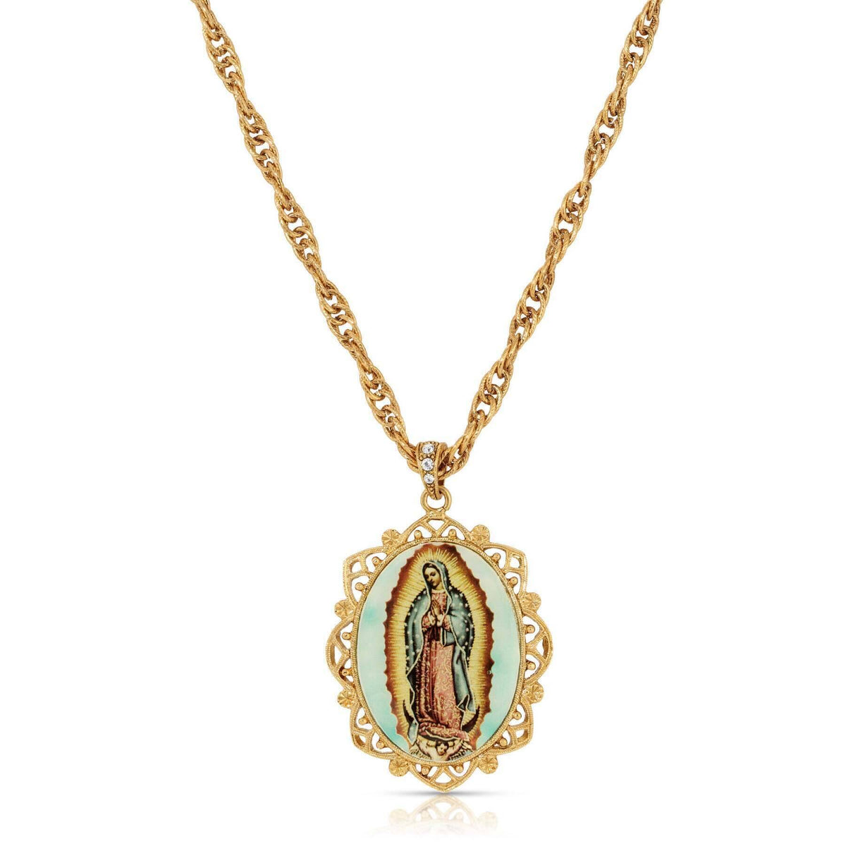 Symbols Of Faith Floral Filigree Lady Of Guadalupe Pendant