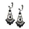 1928 Jewelry Crescent Black Faceted Bead Chandelier Clip On Earrings