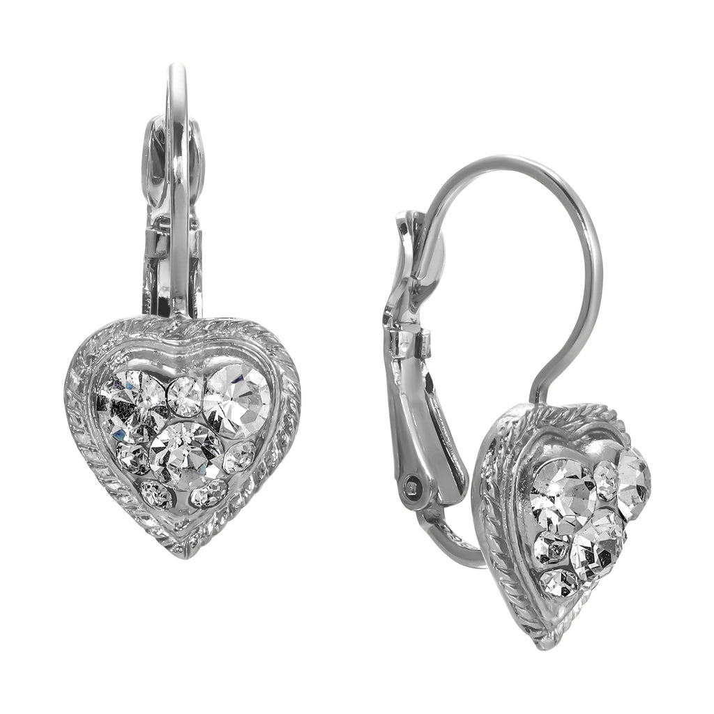 Crystal Heart Drop Earrings