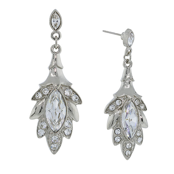 2028 Jewelry Genuine Austrian Crystal Navette Leaf Drop Earrings