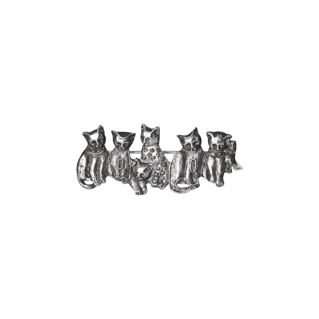 Timeless Cats Faux Marcasite Pin