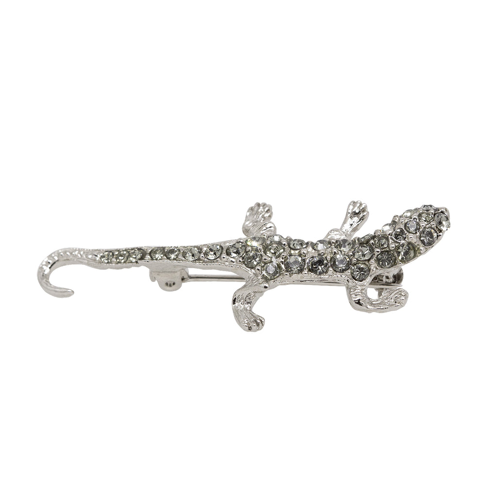 Lizard Pin With Black Diamond Color Austrian Crystal