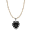 1928 Jewelry Antique Romance Faux Pearl Strand Heart Crystal Pendant Necklace 15