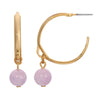 1928 Jewelry Round Gemstone Gold Hoop Earrings