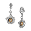 1928 Jewelry Two Tone Crystal Flower Clip Earrings