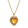 1928 Jewelry Crystal Heart & Stone Pendant Necklace 16