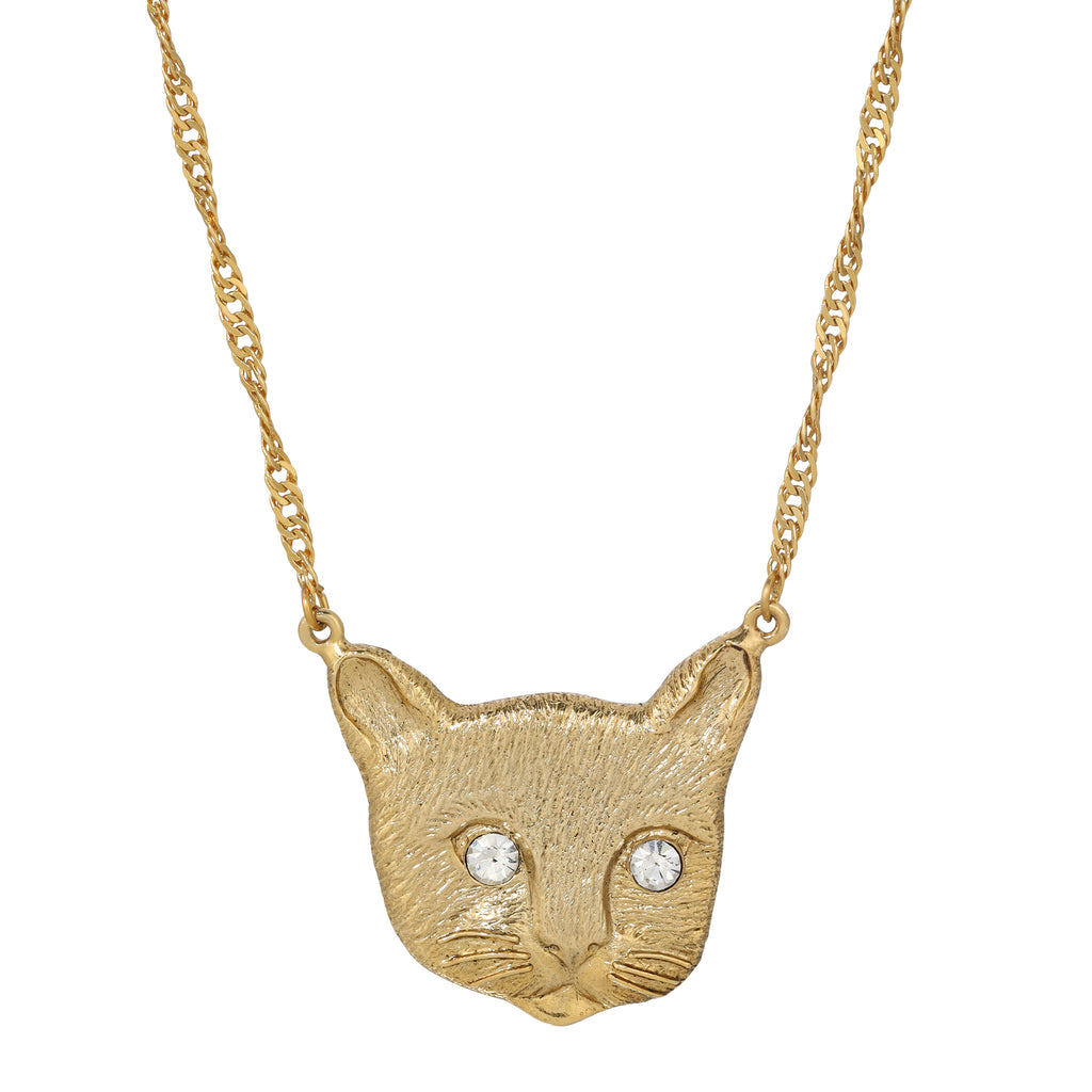 Meow Meow Crystal Eyes Pendant Necklace 17"