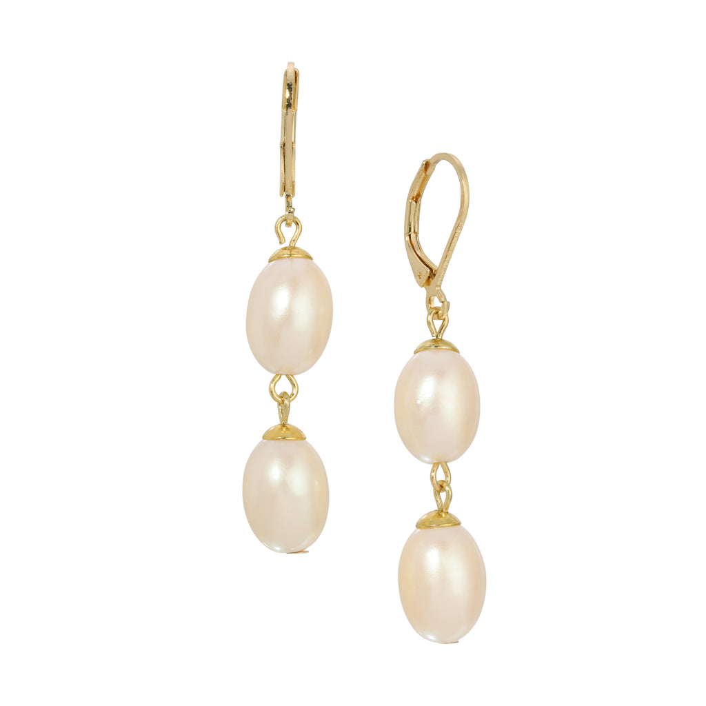 Timeless Double Egg Shaped Faux Pearl Dangling Earrings