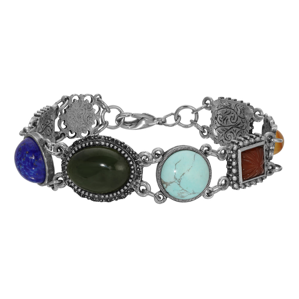 1928 Jewelry Opulent Stones Link Bracelet