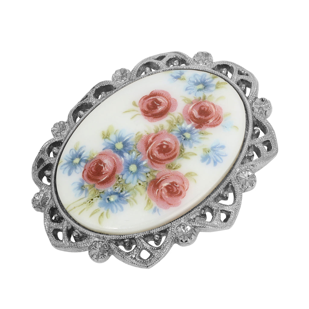 Grecian Windflowers & Roses Brooch