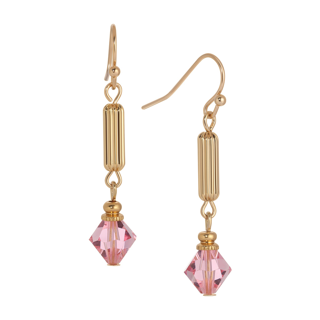 Gold Bead Crystal Lantern Dangling Earrings