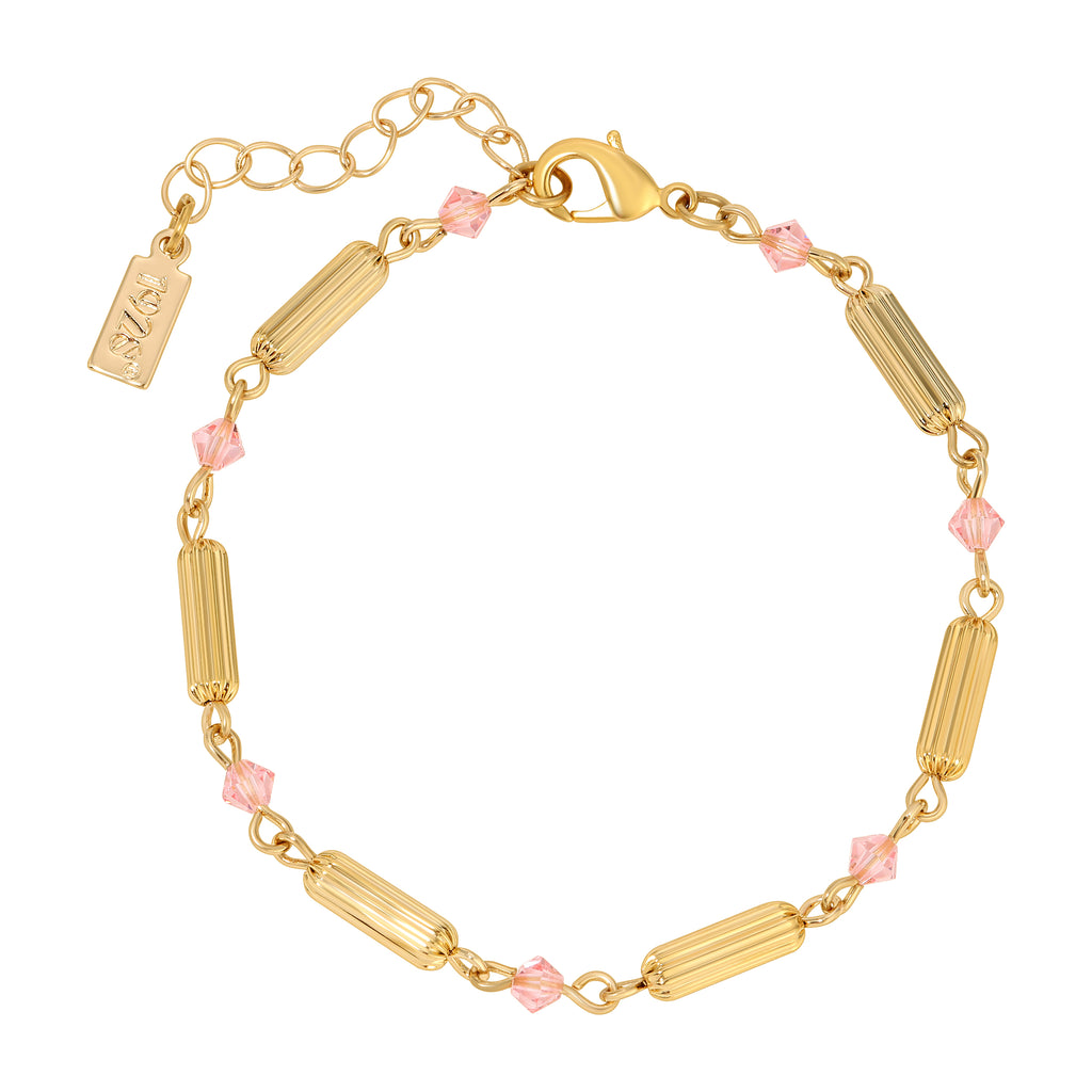 Gold Beaded Crystal Lantern Bracelet 1" Extension