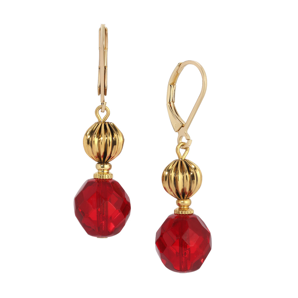 Glimmering Siam Red Dangling Earrings