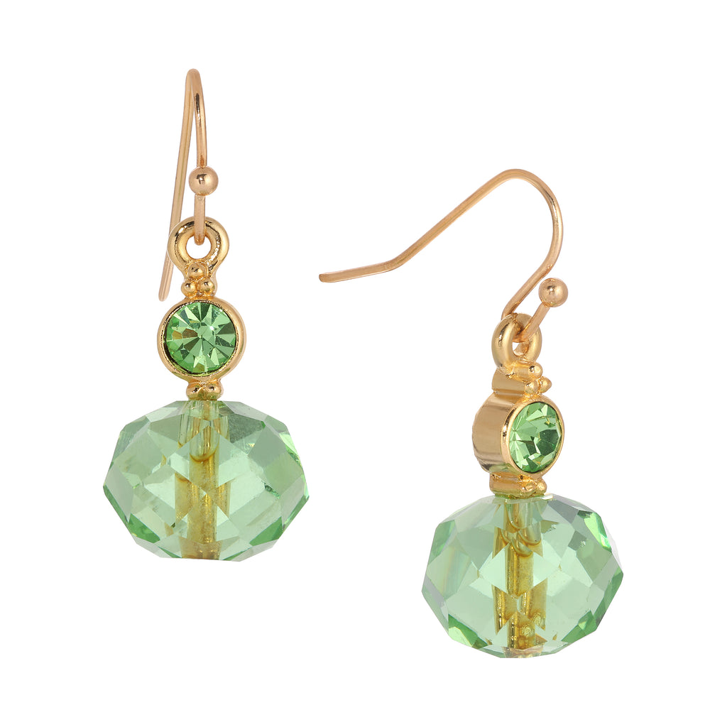 Peridot Green Crystal Drop Earrings