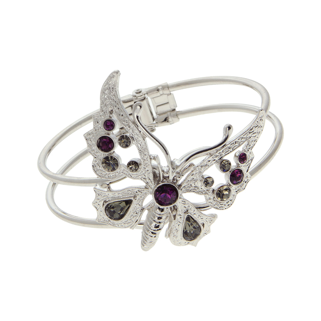 Classic Crystal Butterfly Hinge Cuff Bracelet