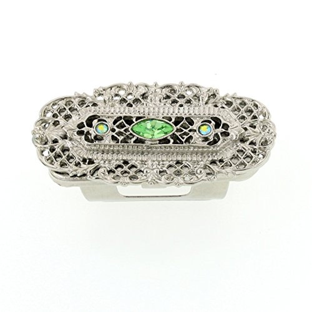 Peridot Green and AB Crystal Filigree Lipstick Case