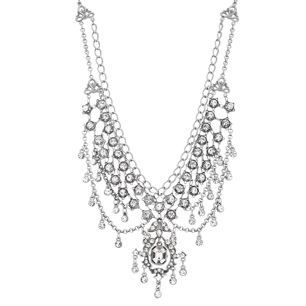 Crystal Enchantment Bib Necklace 13" + 3" Extension