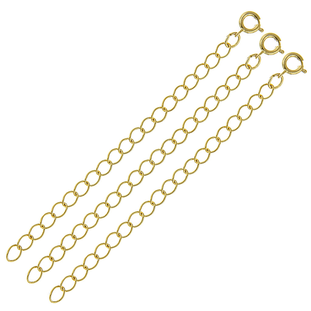 3-Pack Necklace Extension Chains - 3-Inch Adjustable Length