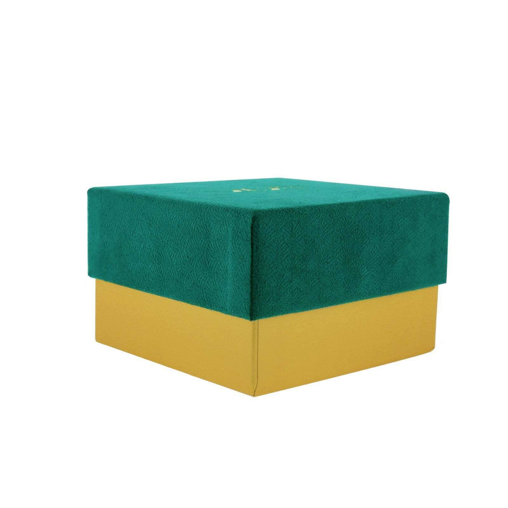 gold and blue green faux velvet textured gift box