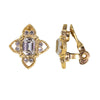 1928 Jewelry Crystal Rectangle Floral Clip On Earrings