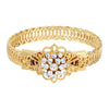 1928 Jewelry Gold Dipped Crystal Flower Overlay Belt Bracelet