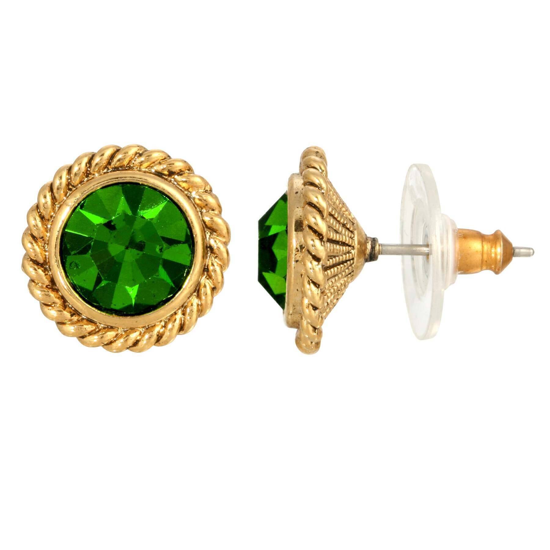 1928 Jewelry Petite Round Crystal Rope Stud Earrings