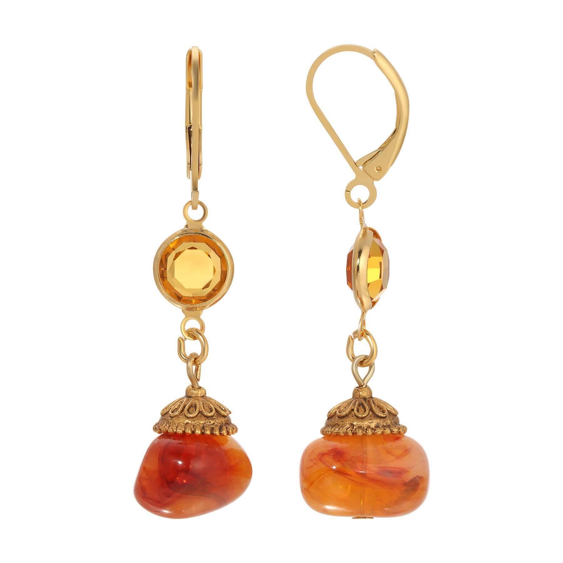 Orange carnelian square harvest moon 2024 dangling earrings