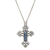 Symbols Of Faith Rectangular Stone Filigree Crystal Cross Pendant Necklace 30