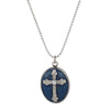 Symbols Of Faith Budded Cross Oval Enamel Photo Locket Necklace 18