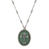 Symbols Of Faith Oval Gemstone & Budded Cross Pendant Necklace 18