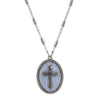 Symbols Of Faith Oval Gemstone & Budded Cross Pendant Necklace 18