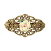 1928 Jewelry Porcelain Rose Filigree Hair Barrette