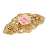 1928 Jewelry Porcelain Rose Filigree Hair Barrette