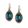 1928 Jewelry Antique Inspired Oval Crystal Drop Wire Earrings