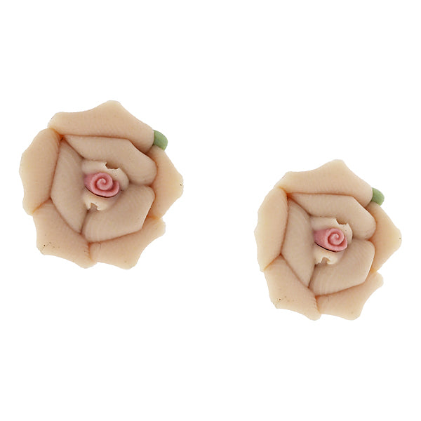 1928 Jewelry Classic Porcelain Rose Post Earrings