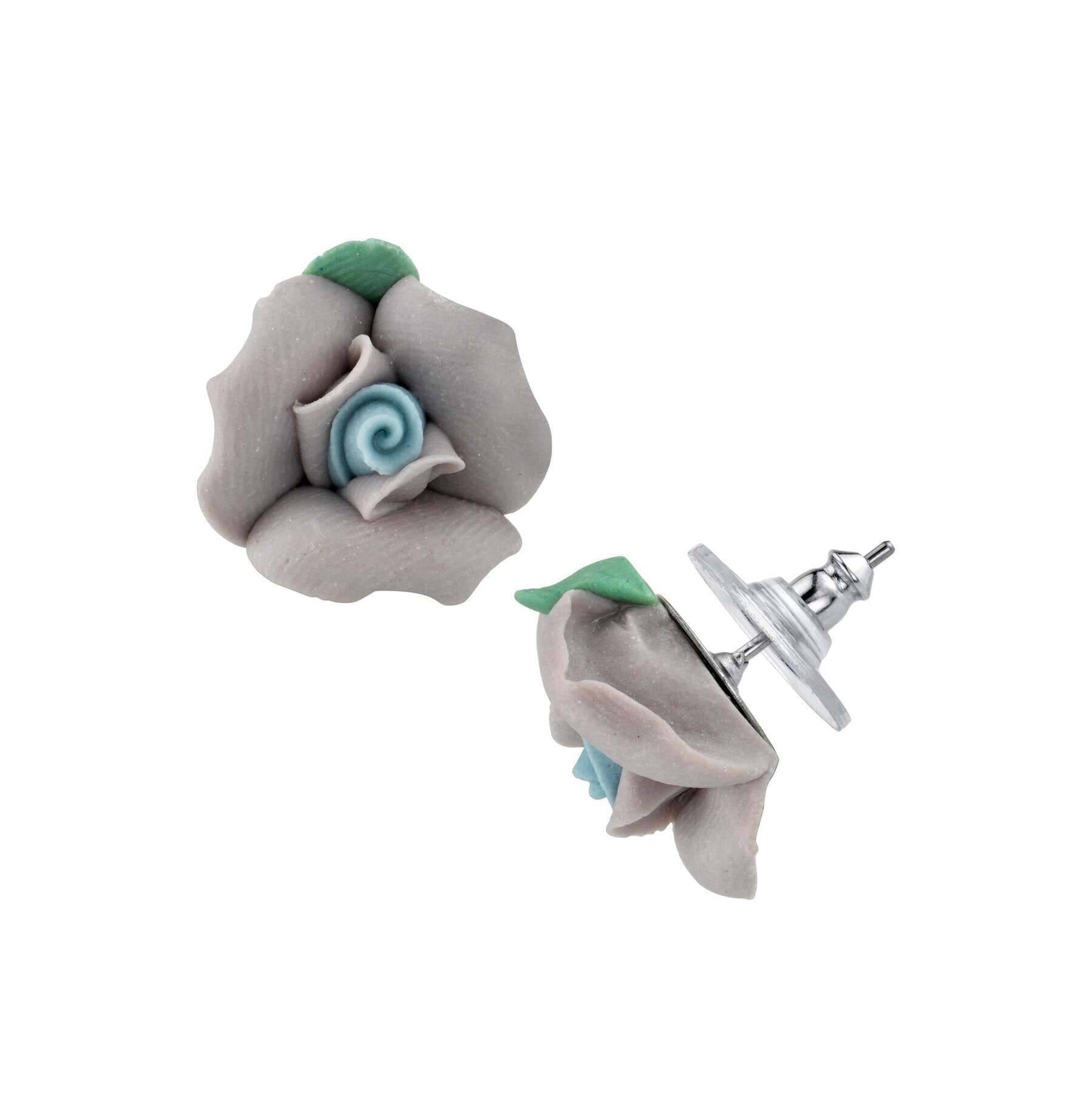 1928 Jewelry Classic Porcelain Rose Post Earrings