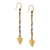 T.R.U. Walnut Brown Wrapped Linear Arrowhead Earrings