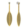 T.R.U. Feather Hand Set Pave Earrings With Austrian Crystal