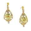 1928 Jewelry Porcelain Rose With Crystal Accent Filigree Drop Earrings