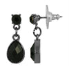 1928 Jewelry Petite Jet Black Stone Teardrop Post Drop Earrings