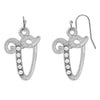 1928 Jewelry Clear Crystal Accent Initial Wire Earrings