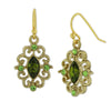 1928 Jewelry Olivine Green Crystal Filigree Drop Earrings