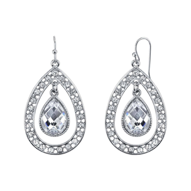 1928 Jewelry Crystal Caged Teardrop Earrings