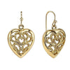 1928 Jewelry Filigree Heart Drop Earrings