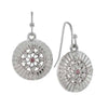 1928 Jewelry Round Disk Swirly Filigree Crystal Drop Earrings