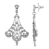 1928 Jewelry Crystal Fan Filigree Drop Earrings