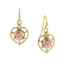 1928 Jewelry Porcelain Rose Heart Drop Earrings