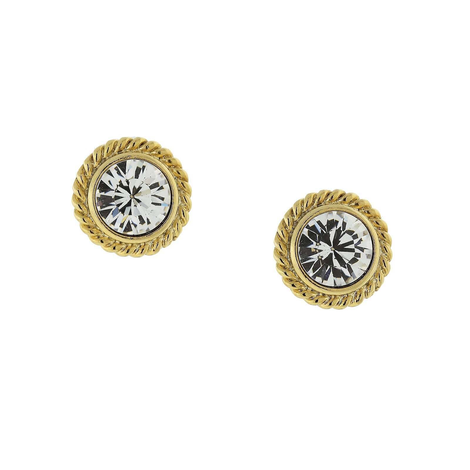 1928 Jewelry Petite Round Crystal Rope Stud Earrings