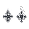 2028 Jewelry Diamond Shaped Filigree Flower Crystal Drop Earrings