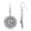 1928 Jewelry Round Filigree Multi Crystal Dangle Earrings